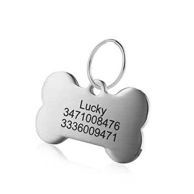 Médaille Chien et Chat Identification Gravure Personnalisé Prénom Adresse Tel en Acier Inoxydable avec Service Gratuit de Gravure pour (L, OS)