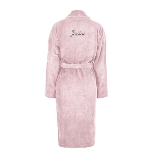 your surprise Peignoir Femme personnalisé - Cadeau anniversaire femme brodé avec nom ou texte et choix de polices, S, M, Taille normale, Taille normale, Standard, Rose