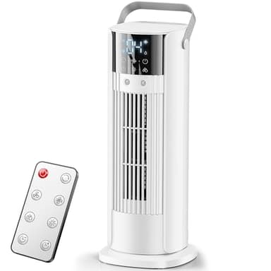 Climatiseur Portable 4 en 1 avec Brumisation - Climatiseurs Mobile Silencieux, 4 Vitesses, 2 Têtes de Pulvérisation, 700ml Réservoir, Télécommande, Oscillation 90°, Faible Consommation (Blanc-01)