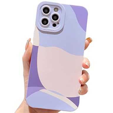 ECZOIL Coque iPhone 13 Pro Max,Mignon Aesthetic Art Peint Lens Protection de téléphone pour Les Cute Femmes Filles Coque Ultra Mince TPU Case for iPhone 13 Pro Max 6.7"-Violet