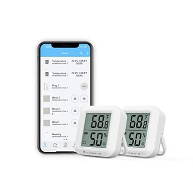 THIRDREALITY Zigbee Lot de 2 capteurs de température et d'humidité avec écran LCD numérique,hub ZigBee,enregistrements d'application,Surveillance à distance et domotique