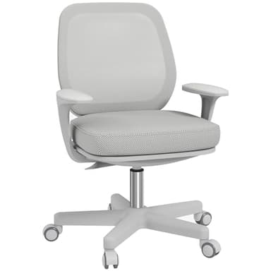 Vinsetto Chaise de Bureau réglable en Hauteur accoudoirs pivotants à 360° sur roulettes en Tissu, Gris