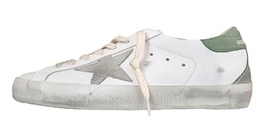 Golden Goose Chaussures Sneakers Homme Vintage Super Star 11726 Blanc et Vert Sauge, Blanc vert sauge et gris, 41 EU