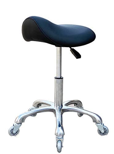 FRNIAMC Tabouret à selle professionnel avec roulettes ergonomique pivotant et réglable en hauteur pour clinique, dentiste, salon de beauté, tatouage, bureau à domicile, noir