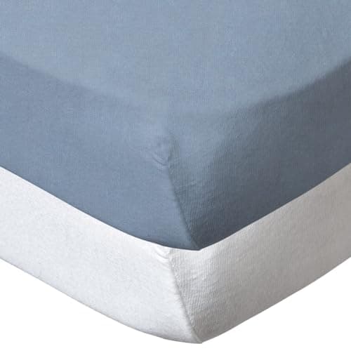 Babycalin - lot de 2 draps housse Blanc/Bleu ciel - 70x140 cm