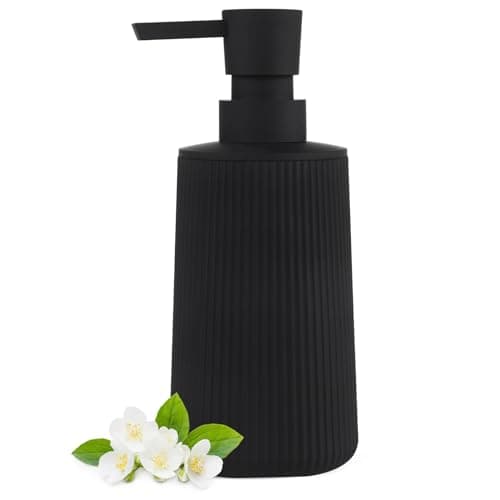 Distributeur Savon Noir pour Salle de Bain, Rechargeable Distributeur Liquide Vaisselle, Distributeur Savon Cuisine pour Plan de Travail (Noir, Liquide)