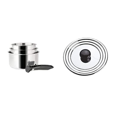 Sitram 713511 SITRAM-713511-Lot 3 casseroles 16+18+20cm Sitramovible Arpège en INOX, poignée Amovible-Tous Feux Dont Induction & Couvercle, Argent