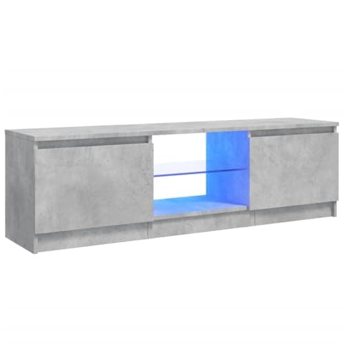 vidaXL Meuble TV avec Lumières LED, Armoire de Télévision, Meuble Télé de Salon, Armoire Basse Salle de Séjour Intérieur, Moderne, Gris Béton