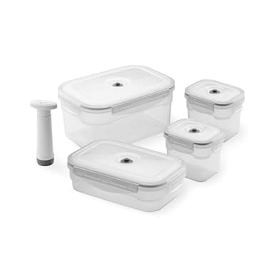 Compactor – Lot de 4 boîtes hermétiques alimentaires avec pompe à vide manuelle – sans BPA – Compatibles avec réfrigérateur, congélateur et micro ondes
