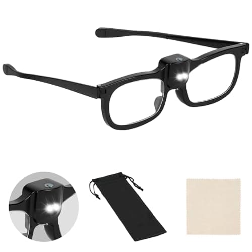 AOOSU Lunettes Loupe avec Lumière LED, 300% Lunettes de Lecture, Loupe Grossissante, pour Lecture, Bijoutier, Couture, Bricolage, Travail de Près, Loisirs, Artisanat