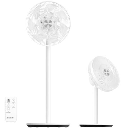 LeaderPro DC Moteur Ventilateur sur Pied Silencieux avec Télécommande, 12.8db Réglable en Hauteur 61.5-95cm, Oscillation Automatique, Fonction de Timing, 8 Vitesses