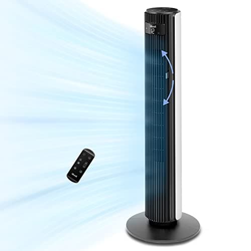 LEVOIT Ventilateur Colonne Silencieux 25dB pour Grande Chambre, Télécommande, 12 Vitesses de Vent, Oscillant à 90°, Ajusteur Haut et Bas 60° avec 7.5m/s, 23W Économie