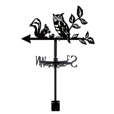 SUPERDANT Girouette de Jardin Exterieur de Hibou et D'Écureuil Indicateur de Direction du Vent Instrument de Mesure Installation sur Toit Girouettes pour Jardin Deco Jardin Exterieur Noir