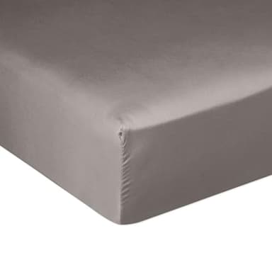 Drap Housse 180x200 + 30 cm Satin de Coton Gris Clair