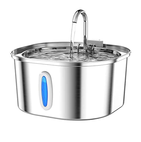 PEKTACO Fontaine à Eau pour Chat – Fontaine à Eau en Acier Inoxydable pour Animaux domestiques de 3,2 L avec Distributeur d'eau Automatique pour Chat avec fenêtre de Niveau d'eau pour Chats à