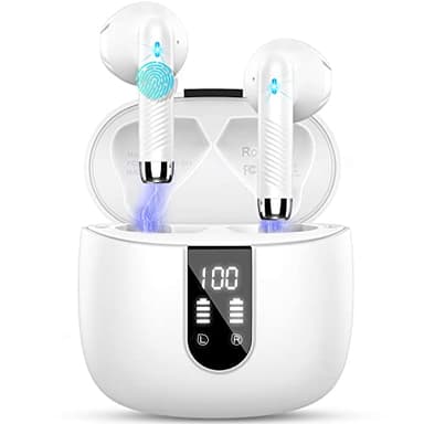 Drsaec Ecouteurs Bluetooth sans Fil, Écouteurs Bluetooth5.3 2025 Écouteurs sans Fil avec 4 ENC Réduction de Bruit Mic, IP7 Étanches Oreillette Bluetooth 48H Stéréo USB-C Casque pour Sport/Travail