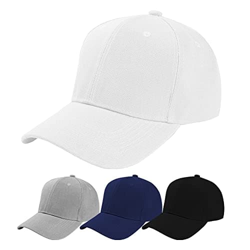 Aomig Casquette de Baseball, Coton Anti-Soleil Baseball Cap, Homme Femme été Unisexe Réglable Casquettes Sport Extérieur Sunhat Chapeau, Chapeau pour Grosses Têtes 55-65cm (Blanc)