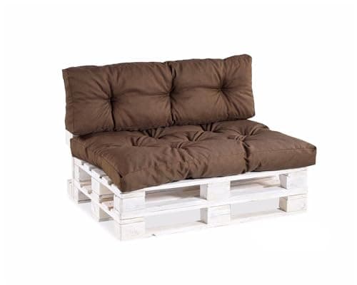 Gutekissen® Coussin pour Palette Extérieur - Confortable Coussin pour Canapé Jardin PPI - Différentes Tailles et Coloris (Dossier 120x60, gesteppt Braun)
