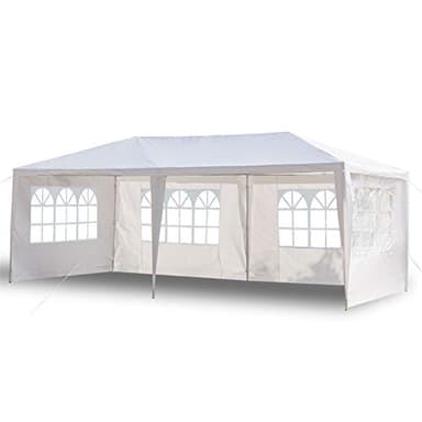 Outvita Tonnelle de Jardin, Tente de Réception Jardin avec 4 Bâches Amovibles pour Fête/Mariage/BBQ, 3x6x2,6m