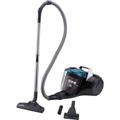 Hoover BR31PET Aspirateur Traineau Sans Sac Compact, Puissant, Haute-performance, Vidage Facile, Brosse Combinée Sols durs et Moquettes, Turbobrosse Special Animaux, 2L, 700 W, Noir et Bleu