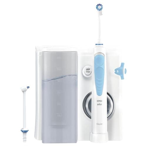 Oral-B Oral Health Center Hydropulseur Dentaire, Jet Dentaire, 1 Canule Oxyjet, 1 Canule Water Jet, 4 Jets d'Eau et 5 Pressions, Nettoyeur Interdentaire et Plaque Dentaire, Rechargeable