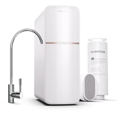 Klarstein Osmoseur Eau Potable, Système de Filtration d'Eau par Osmose Inverse Maison, 400GPD Filtre Osmoseur Inverse Domestique 99.99% Pureté, Filtration 5 Etapes, Installation Rapide, Sans Réservoir