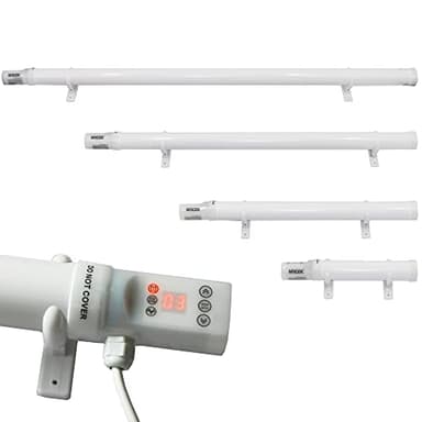 Mylek Chauffage tubulaire 60 W – 340 mm – Tube basse consommation, minuterie numérique intégrée, découpe thermique, supports de montage pour serre, garage, caravane