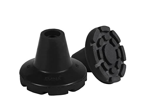 KMINA Embout Béquille Médical 17mm 18mm 19mm (x2 Unités), Antidérapant Tampon, Caoutchouc Noir - Made in Europe
