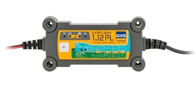 GYS - GYSFLASH 1.12PL - Chargeur/Maintien de Charge - Inverter - 230V - Livré avec Pinces et cosses de Connexion, Noir