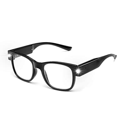 OKH Lunettes de Lecture avec Lumière, Lecteurs Éclairés par LED Rechargeables, Vision Claire et Lumineuse pour Femmes Hommes Lecture de Nuit (Noir 2.5)