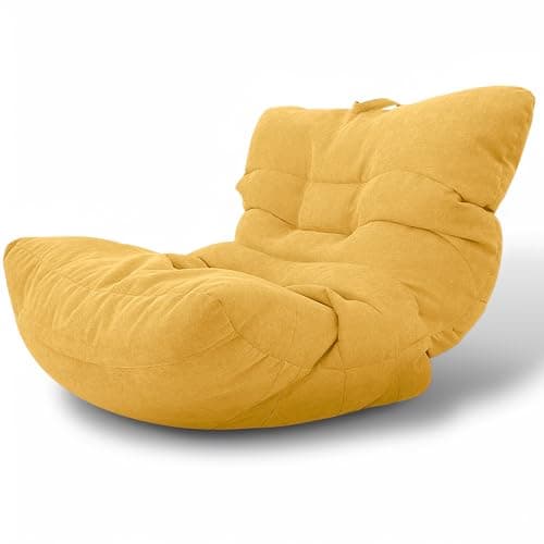 Aiire Fauteuil Pouf Salon Moderne - Pouffe Géant Interieur Adulte ou Ado avec Remplissage pour Décoration de la Chambre – Gros Bean Bag XXL ou Coussin de Sol Jaune