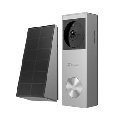 EZVIZ CP3 Pro Sonnette Vidéo Connectée sans Fil, Caméra Intégrée avec Panneau Solaire et Batterie 5200 mAh, Résolution 2K et Vision Nocturne Couleur, Détection de Personnes/PIR, Stockage eMMC 8 Go