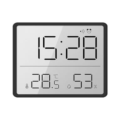 TEBI Horloge murale numérique moderne avec date et température - Design magnétique - Idéal pour le montage sur le réfrigérateur - Décoration d'intérieur et cadeau pour un usage domestique