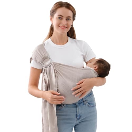 vrbabies Écharpe de portage pour bébé, porte-bébé à double anneau, porte-bébé léger pour transport avant et hanche (10 à 13,6 kg)