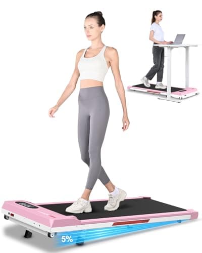 HomeFitnessCode Tapis de Course 3 en 1 Pliable - Tapis de Marche - Walking Pad Électrique, Pente 5%,8 km/h, Moteur 2.5 HP, Surface Large 40 cm, Télécommande, Écran LCD, Capacité 130 kg (Rose)