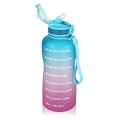 MYFOREST Bouteille d'eau 2200ml Grand Gourde Sport 2,2 Litre, Marqueur de Temps pour Hydratation Motivationnelle, sans BPA, anti-Chute, Buse Rabattable: Froid/Chaud/Boissons Gazeuses/Cidre