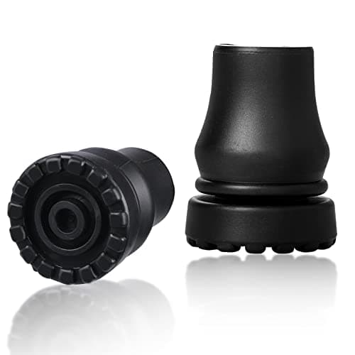 Lot de 2 embouts de canne en caoutchouc robuste de 1,9 cm - Embouts de rechange pour cannes, cannes de marche, bâtons de randonnée, béquilles pour personnes âgées