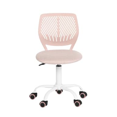 Homy Casa Chaise de bureau pivotante ergonomique en tissu de lin sans accoudoir, hauteur réglable, pour enfants et adolescents, rose Morandi