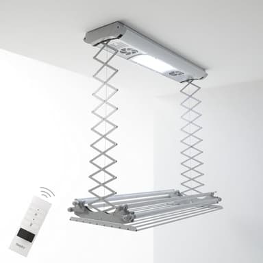 foxydry Air, Étendoir au Plafond ou Mur, Séchoir à Linge électrique à air, à Suspendre, télécommandé, sans encombrement 160x57x30 cm(150)