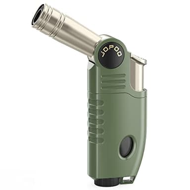 JOPOO Briquet Tempête Gaz Butane Rechargeable, Briquet Chalumeau Flamme Survie Outdoor, Briquet Barbecue Long Torche Coupe-Vent (Vendu Sans Gaz)