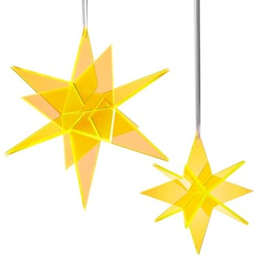 Cazador-del-sol ® - L'original | Estrella | 3D | Lot de 2 étoiles attrape-soleil jaunes | Diamètre 20 et 13 cm