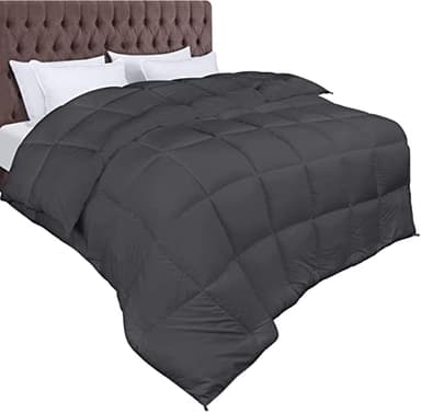 Utopia Bedding Couette 240x260 cm, Couette Chaud 370 GSM, Couverture Blanc avec Onglets d'angle (Gris)