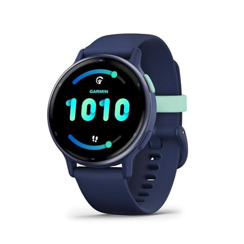 Garmin vívoactive 5 - Montre connectée GPS Sport et santé – Metallic Blue avec Bracelet Bleu Marine, TU