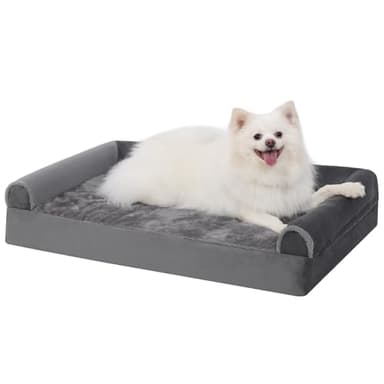 KSIIA Panier Chien, Lit pour Chien 90x57x16cm Canapés et Fauteuils pour Chiens, Orthopedique Coussin Chien Dehoussable et Lavable, Gris