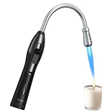 Briquet Allume Gaz Rechargeable Briquet Tempête Allume Feu Gaz Briquet Long Allume Bougies avec Flamme Briquet Cuisine pour Barbecue Gazinière Bois Cheminée Camping(Gaz Non Inclus)