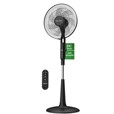 Taylor Swoden Ventilateur sur pied Silencieux, 25dB DC Ventilateur avec Telecommande, 3258.6m³/h, 28 Vitesses, 7 Pale, 40W, 12h minuteur, 3 Modes, Anti-moustique,Hauteur réglable, Oscillant, LED,Noir