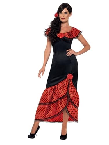 Smiffys Costume Señorita Flamenco, Noir, avec robe et coiffe