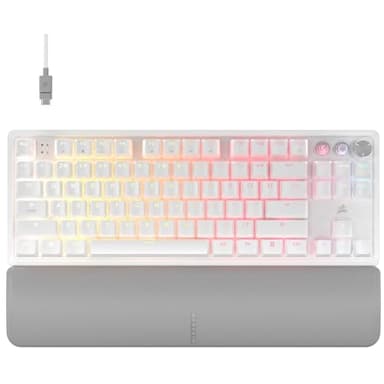 Corsair K70 Pro TKL RGB Clavier de Jeu Magnétique Mécanique Filaire - Lubrifié avec Commutateurs Réglables MGX Hyperdrive, SOCD et Rapid Trigger, ABS Double-Shot, 8000Hz, QWERTY NA - Blanc