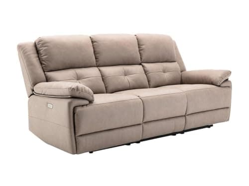 Vente-unique - Canapé 3 Places Relax électrique en Tissu Taupe DOLENE