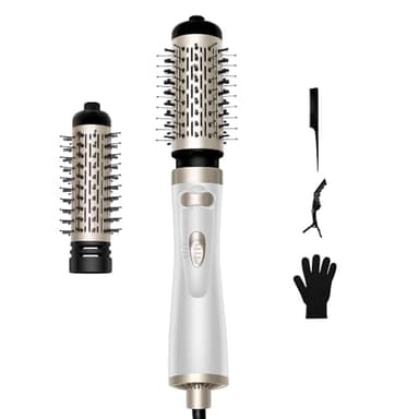 Seche Cheveux Brosse Rotative OKWRAP Brosse Soufflante Rotative 3 en 1 Brosse Rotative 3 Températures, Brosse Chauffante Rotative de 1000 Watts et 2 Embouts Pour Sécher, Lisser, Modeler du Volume